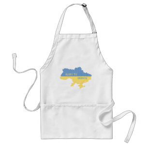 Knitting Ukrainian state map text Glory to Ukraine Standard Apron