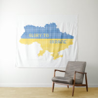 Knitting Ukrainian state map text Glory to Ukraine