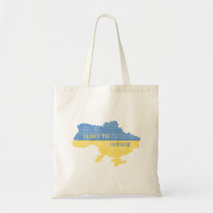 Knitting Ukrainian state map text Glory to Ukraine Tote Bag