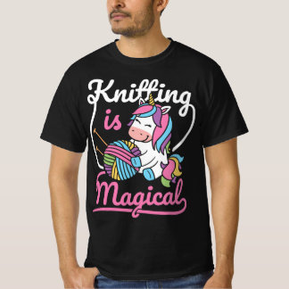 Knitting Unicorn Slogan Yarn Women Graphic T-Shirt