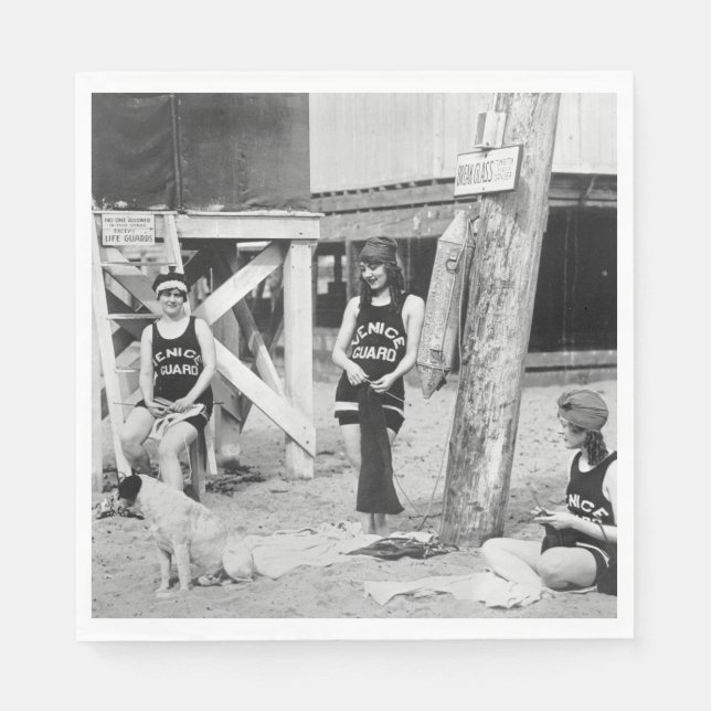 Knitting Venice Lifeguards, early 1900s Napkin (Front)