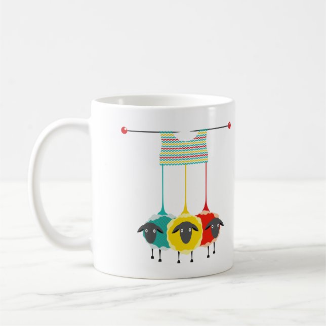Knitting with Sheep Mug (Left)