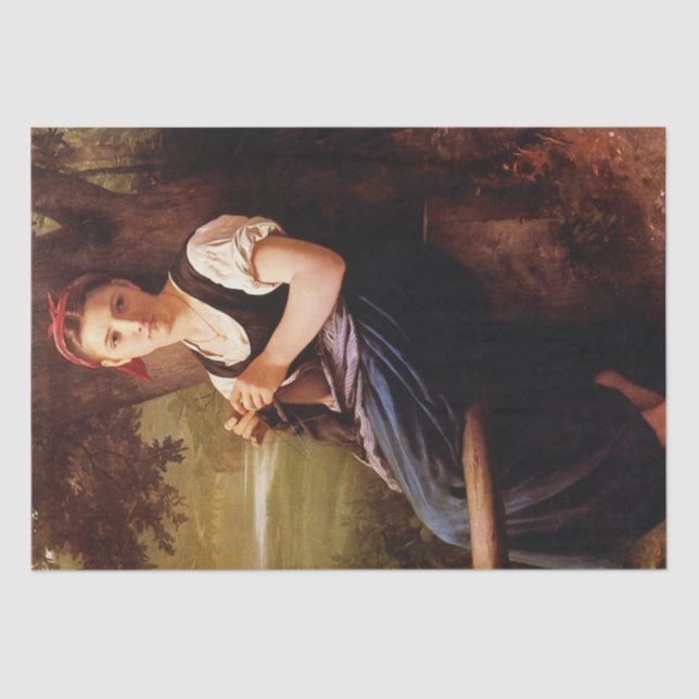 Knitting Woman by William-Adolphe Bouguereau Tissue Paper (Front)