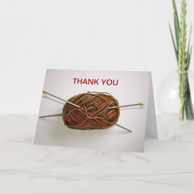 Knitting Wool and Needles Thank You Card (Front)