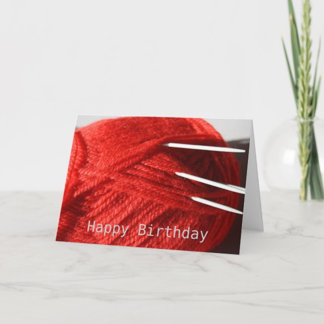 Knitting Wool  Happy Birthday Card (Front)