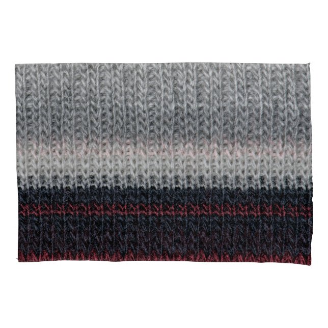 Knitting wool: red, white stripes. pillowcase (Front)