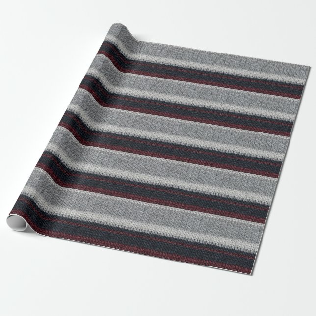 Knitting wool: red, white stripes. wrapping paper (Unrolled)
