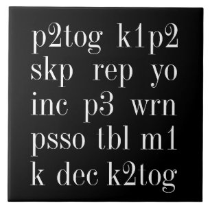 KNITTING WORDS 6x6 Ceramic Tile II