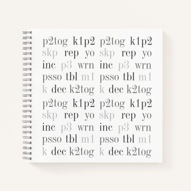 KNITTING WORDS 8.5" Square Spiral Notebook  (Front)