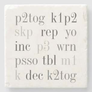 KNITTING WORDS Marble Stone Coaster