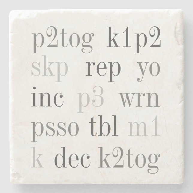 KNITTING WORDS Marble Stone Coaster (Front)