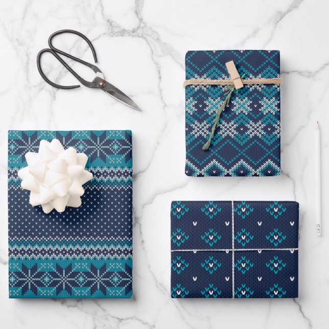 Knitting Wrapping Paper Set of 3 (Front)
