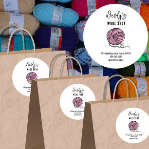 Knitting Yarn Ball Wool Shop Craft Business Card Classic Round Sticker