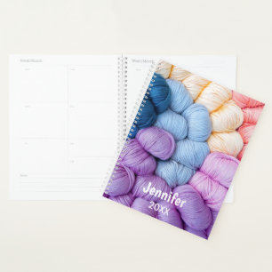 Knitting Yarn Balls Colorful Personalized Name Planner