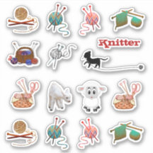 Knitting Yarn Fibre Arts Scrapbook Shaped Stickers