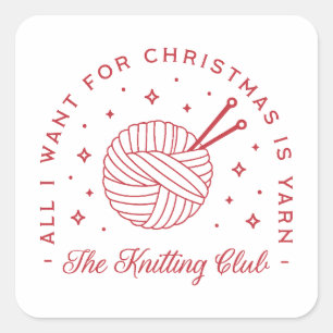 Knitting yarn lovers Christmas Square Sticker