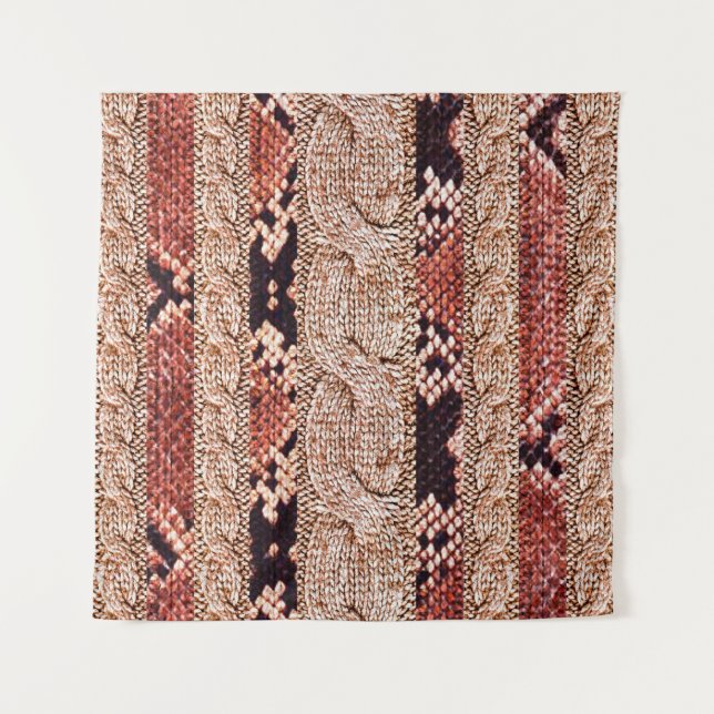 Knitwear Fabric Texture, geometric texture, snake  Tapestry (Front)