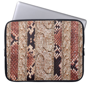 Knitwear texture, geometric snake pattern. laptop sleeve