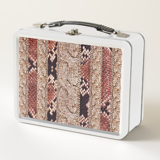 Knitwear texture, geometric snake pattern. metal lunch box (Front)