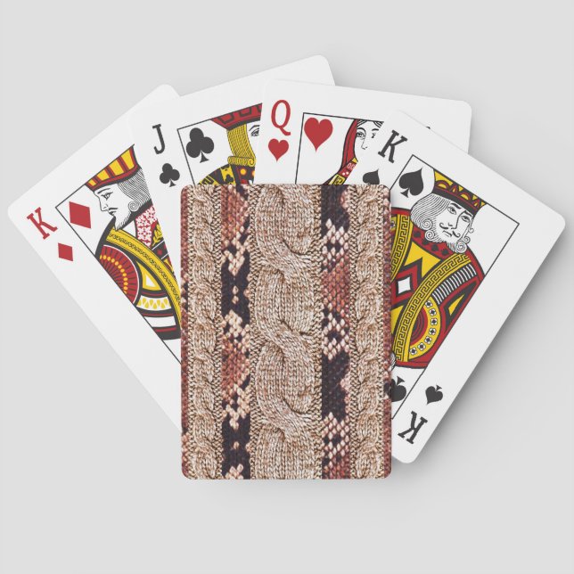 Knitwear texture, geometric snake pattern. playing cards (Back)