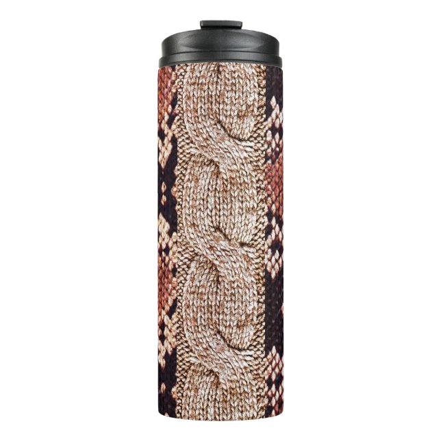 Knitwear texture, geometric snake pattern. thermal tumbler (Front)