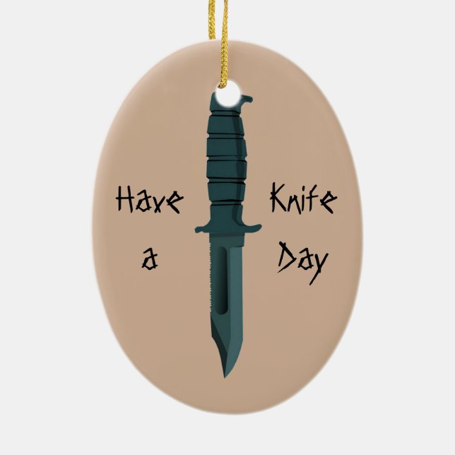 Knives Have a Knife Day Ceramic Tree Decoration (Back)