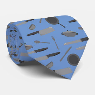 Knives Kitchen Cooking Utensils Grey Blue Chef Tie