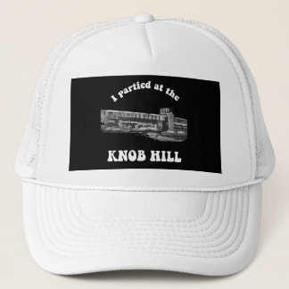 Knob Hill Trucker Cap- White on Black Hat