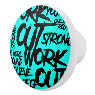 Knob Workout Motivation Teal Gym Ceramic