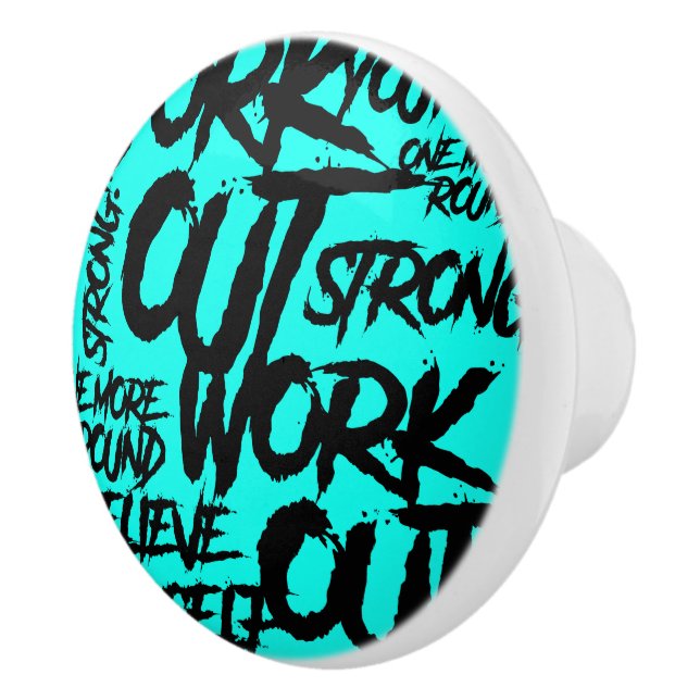 Knob Workout Motivation Teal Gym Ceramic (Right)