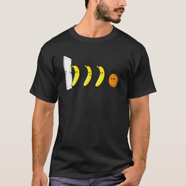 Knock Knock 3 Bananas 1 Orange Funny T-Shirt (Front)
