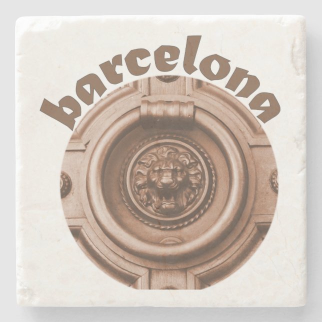 Knock Knock - Barcelona Old Quarter Door Knocker Stone Coaster (Front)