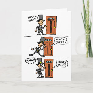 Knock Knock Cartoon Pilgrim Friendsgiving Card