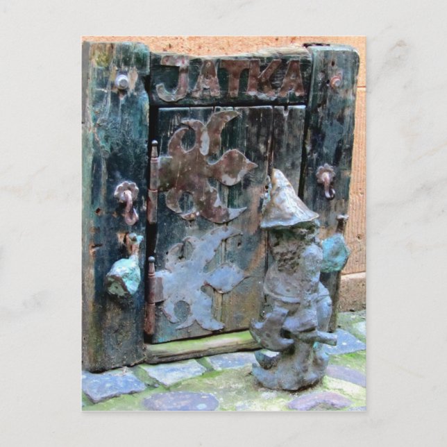 "Knock Knock Gnome" - Wroclaw, Poland Postcard (Front)