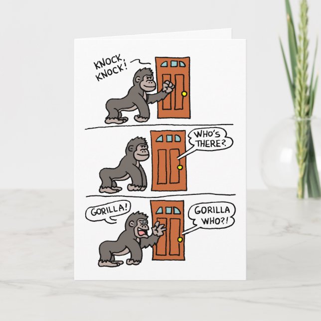 Knock Knock Gorilla Yourself A Steak Birthday Card (Front)