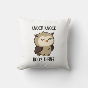 Knock Knock Hoos There Funny Owl Pun Cushion