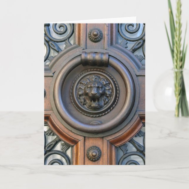 Knock Knock - Lion Door Knocker Scripture Card (Front)
