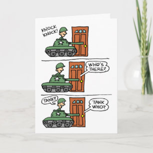 Knock Knock Tank You Veterans Day Card