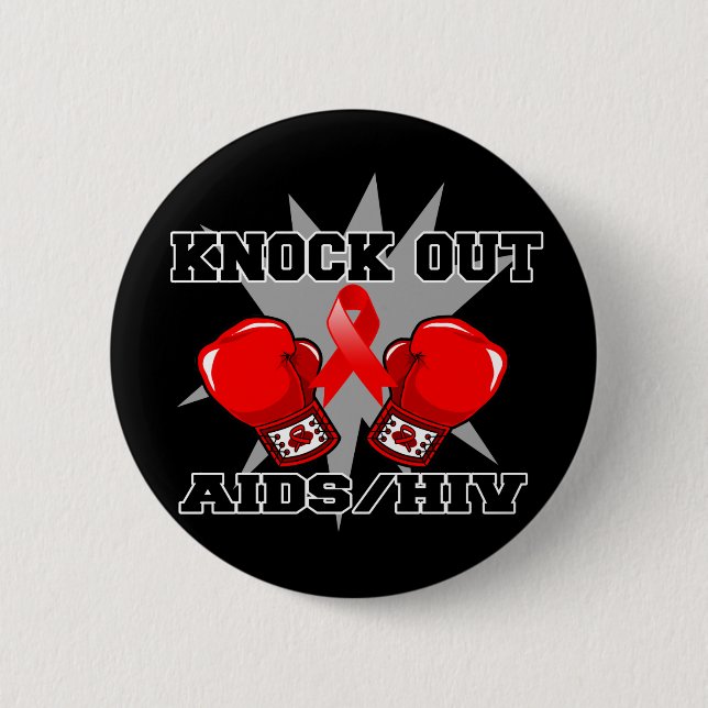 Knock Out AIDS HIV 6 Cm Round Badge (Front)