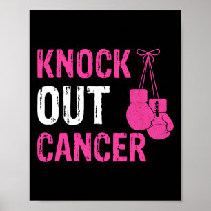 Knock Out Boxing Fight Pink Ribbon Breast Cancer A Poster
