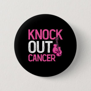 Knock Out Boxing Gloves Pink Ribbon Breast Cancer 6 Cm Round Badge