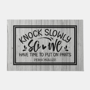 Knock Slowly Wood Texture Doormat