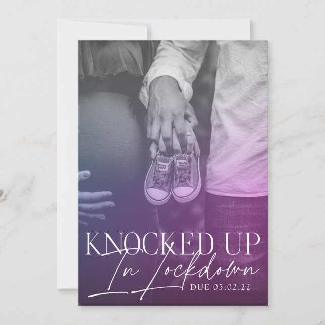 Knocked up in lockdown COVID Birth Announcement (Front)