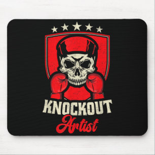 Knockout Artist Skull Boxing Gloves Shield Badge Mouse Pad