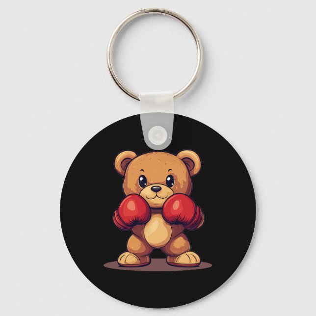Knockout Bear With Boxing Gloves For A Punchy Look Key Ring (Front)
