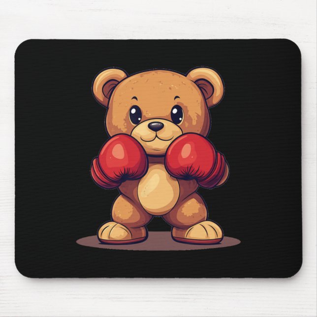 Knockout Bear With Boxing Gloves For A Punchy Look Mouse Pad (Front)