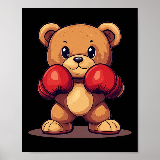 Knockout Bear With Boxing Gloves For A Punchy Look Poster (Front)