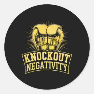 Knockout Negativity Boxer Sports Strength Gym Athl Classic Round Sticker