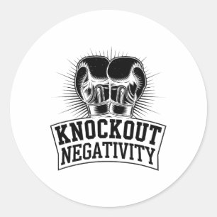 Knockout Negativity Boxer Sports Strength Gym Athl Classic Round Sticker