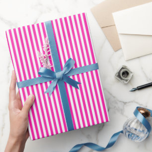 Knockout Pink & White Stripes Wrapping Paper